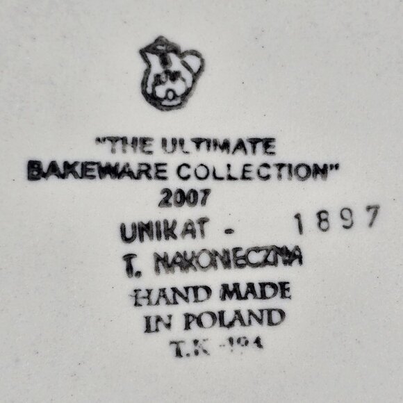 Unikat 1897 Ultimate Bakeware Col. 2007 Floral Handmade 12 x 2.5 Polish Pottery - Picture 14 of 14